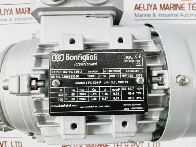 Bonfiglioli Bxtfc 63b-2 3 Phase Asynchronous Brake Motor Ip55 24 Vdc Jb00019277