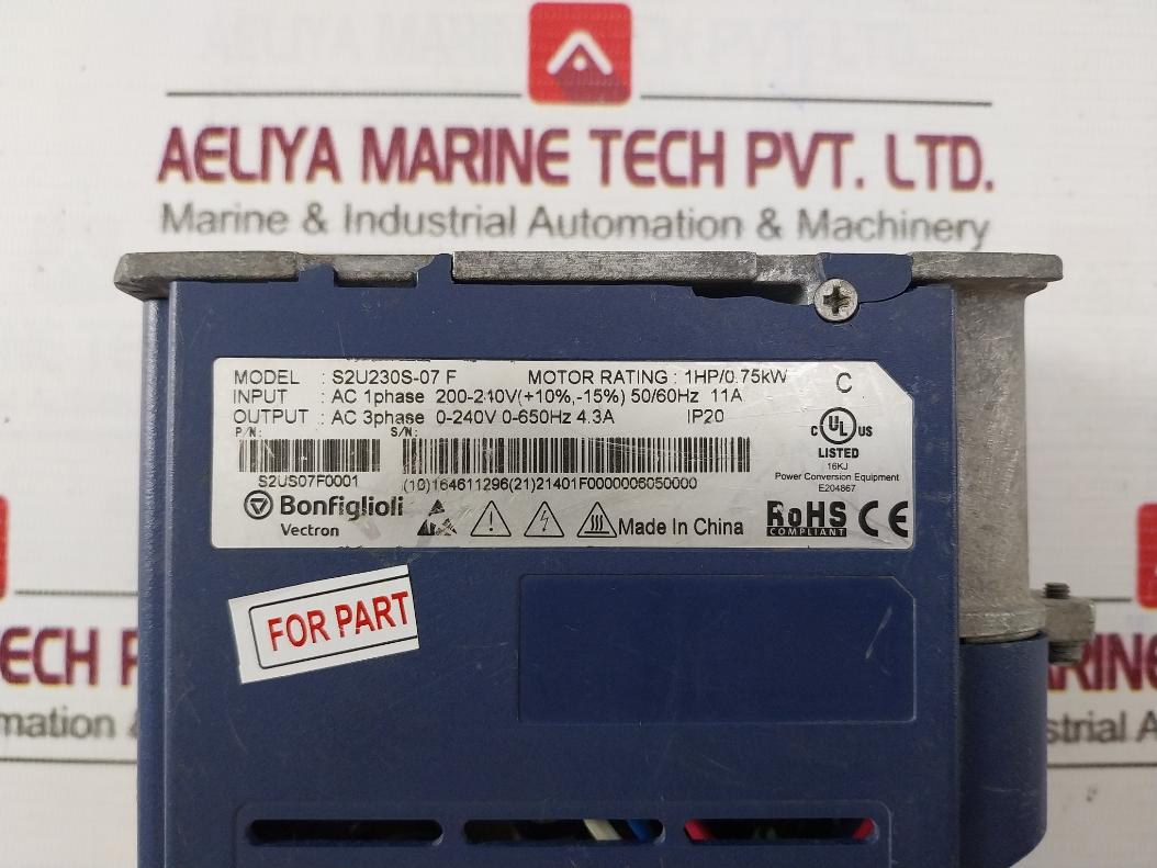 Bonfiglioli S2U230S-07 F Compact Inverter Ip20 (Not Working)