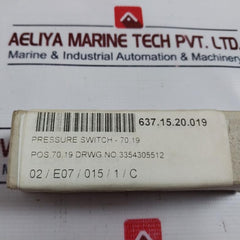 Bosch 0 821 100 004 Diaphragm Pressure Switch Max 200 Bar
