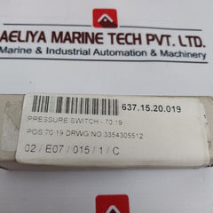 Bosch 0 821 100 004 Pressure Switch-70.19 P Max.200 Bar