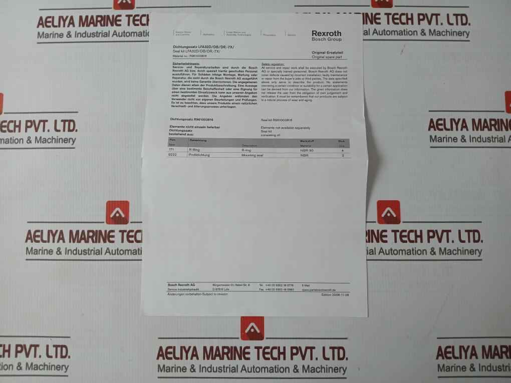 Bosch Rexroth Ag R900007920 Gasket Seal Set Lfa32.D7X He00706110