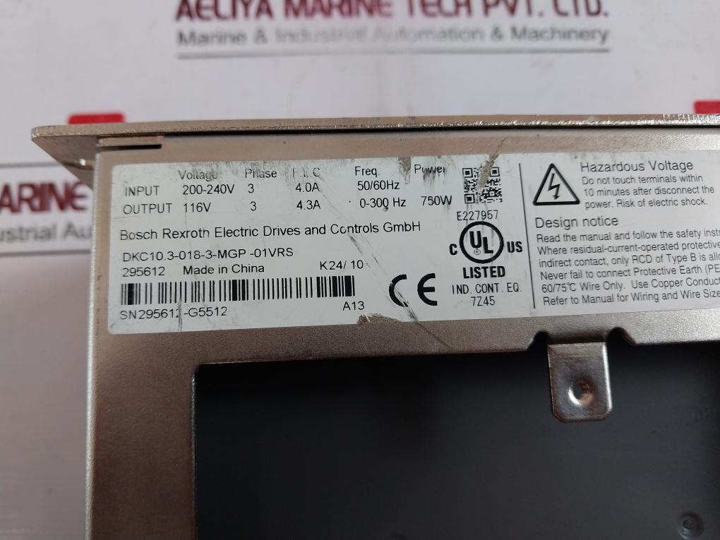 Bosch Rexroth Dkc10.3-018-3-mgp-01vrs Ac Servo Amplifier Drive Controller