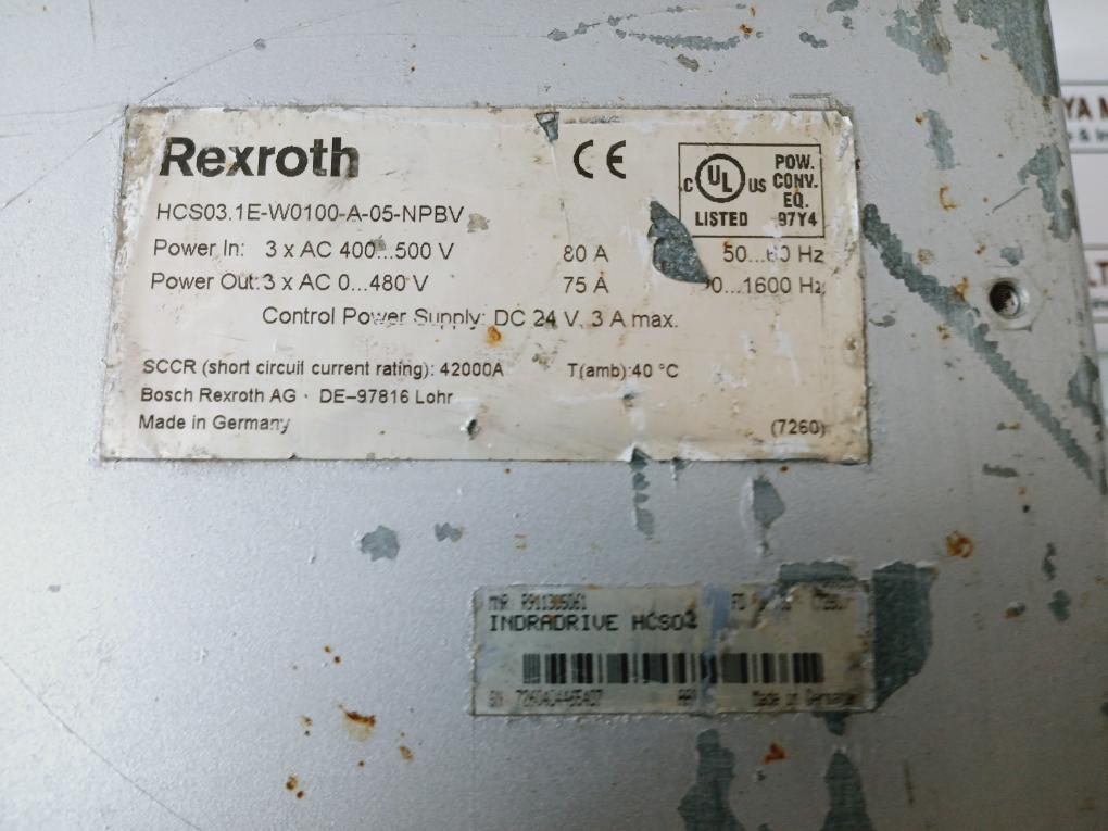 Bosch Rexroth Hcs03.1E-w0100-a-05-npbv Indradrive Compact Converter Ac 400-500V