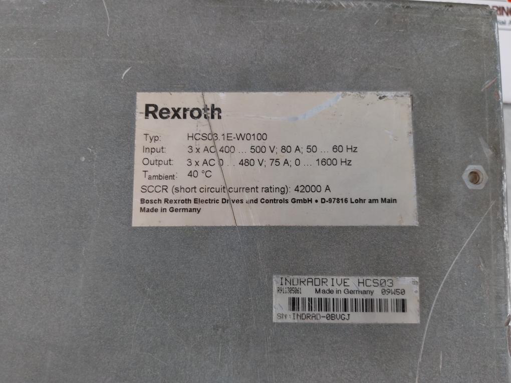 Bosch Rexroth Hcs03.1E-w0100 Compact Converter 3 X Ac 400…500V 80A 50…60Hz