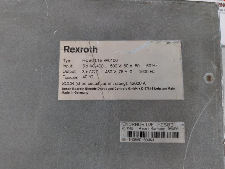 Bosch Rexroth Hcs03.1E-w0100 Compact Converter 3 X Ac 400…500V 80A 50…60Hz