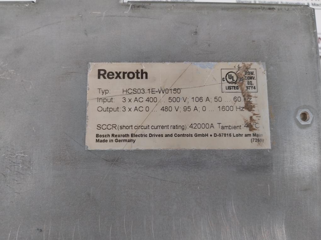 Bosch Rexroth Hcs03.1E-w0150 Indradrive C Compact Converter 3 X Ac 400…500V 106A