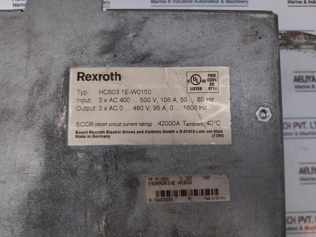 Bosch Rexroth Hcs03.1E-w0150-a-05-nnbv Indradrive Compact Converter Ac 400-500V