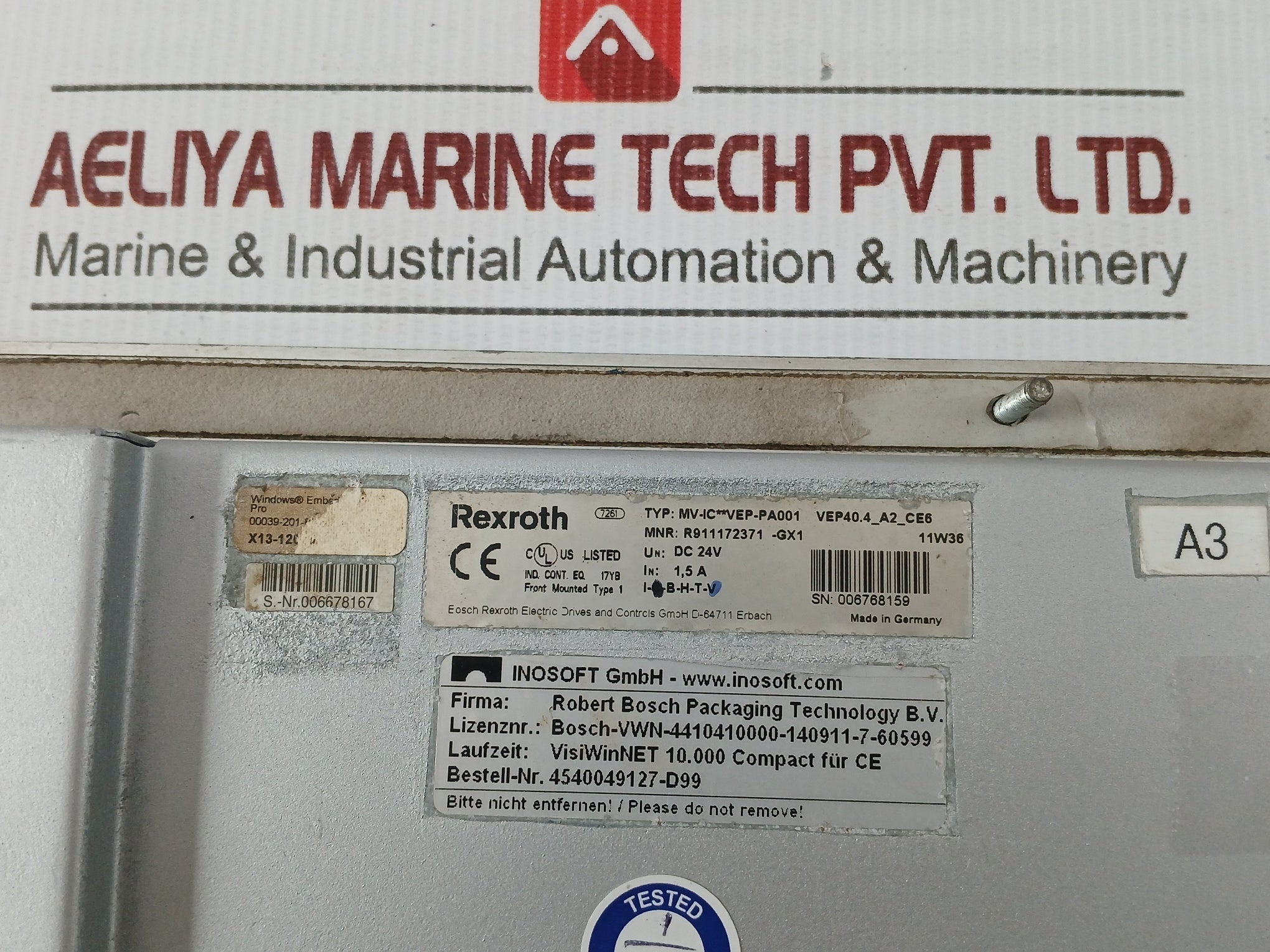 Bosch Rexroth Mv-ic**Vep-pa001 Vep40.4_A2_Ce6 Hmi Operator Panel Dc 24V
