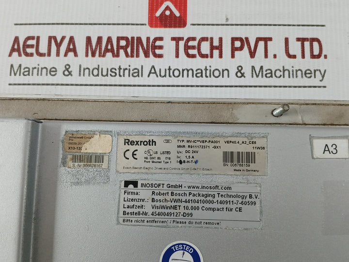 Bosch Rexroth Mv-ic**Vep-pa001 Vep40.4_A2_Ce6 Hmi Operator Panel Dc 24V