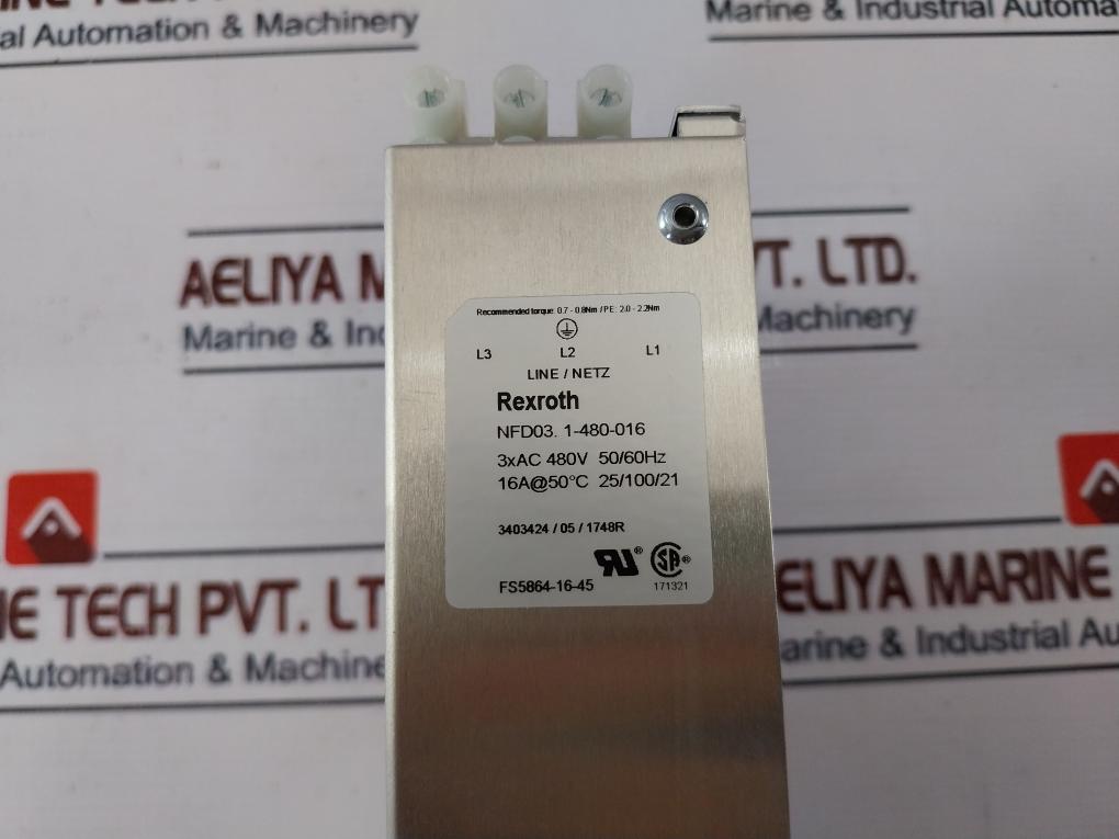 Bosch Rexroth Nfd03.1-480-016 Power Line Filter 16A 480Vac 50-60Hz 0.7-0.8Nm