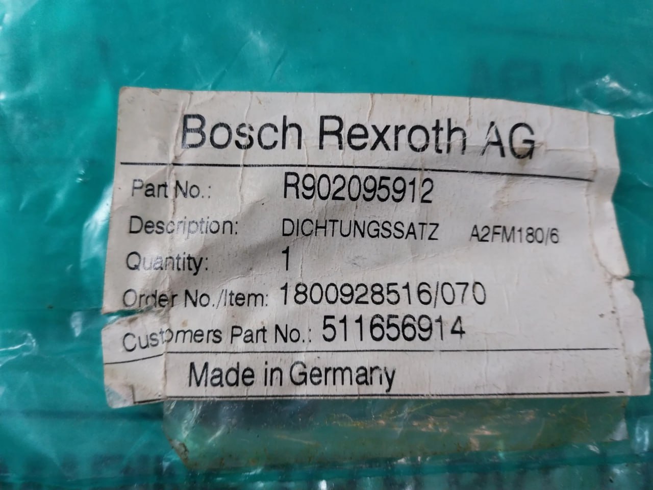 Bosch Rexroth R902095912 Seal Set A2Fm180/6 Bafsl1Sf