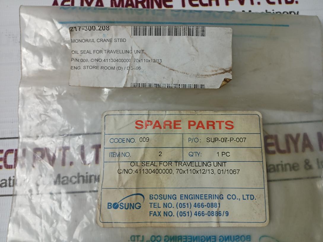 Bosung 70-110-12 Oil Seal For Travelling Unit 70X110X12/13