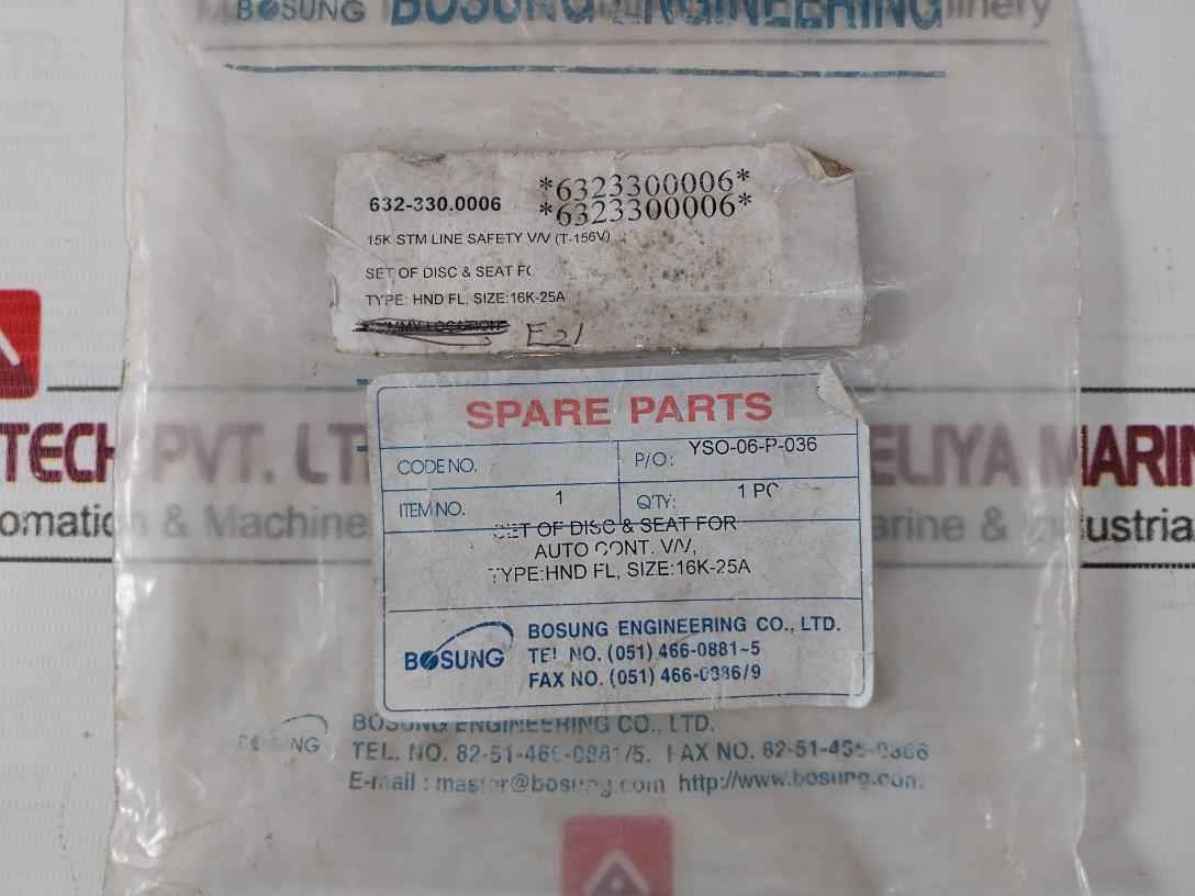 Bosung Hnd Fl Disc & Seat Set For Auto Control Valve