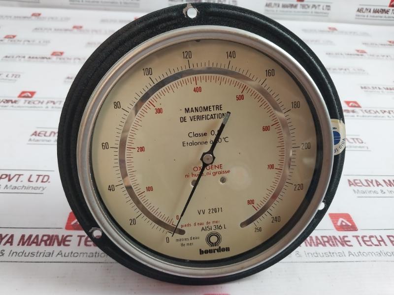 Bourdon Vv 22071 Oxygene Check Pressure Gauge 0.5 Aisi 316L