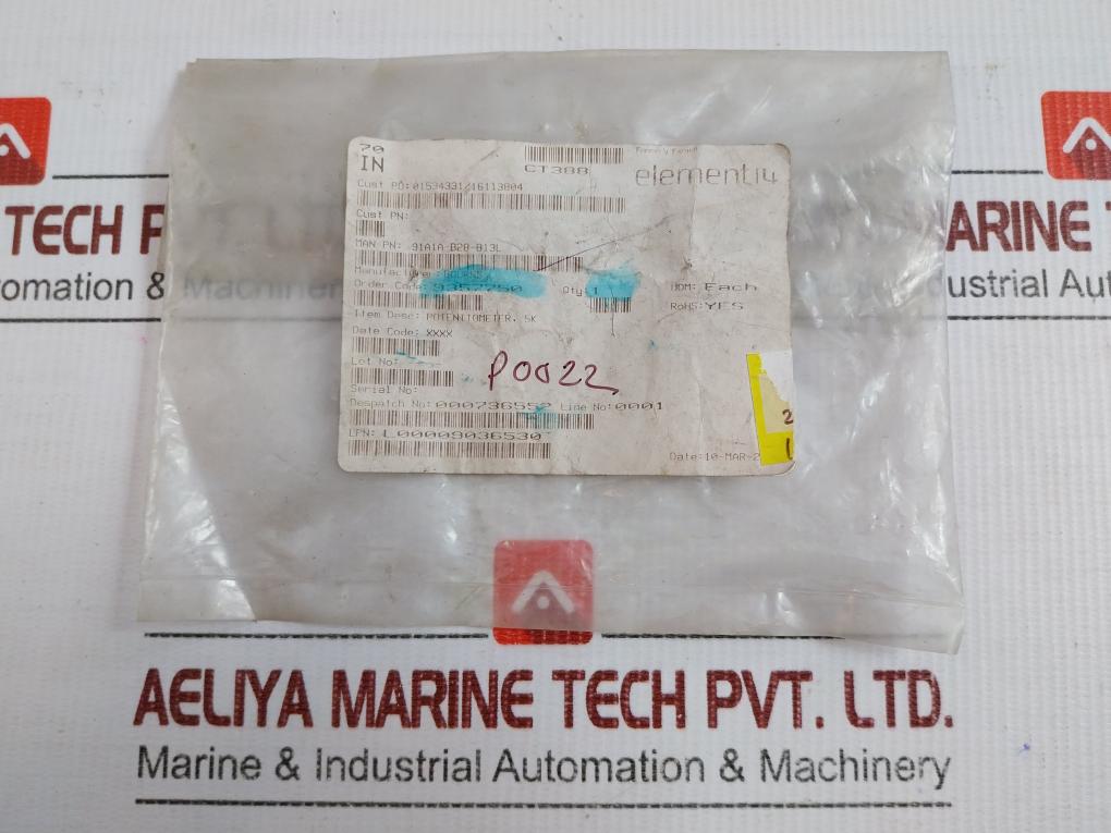 Bourns Single-turn Rotary Potentiometer 91A1A-b28-b13L