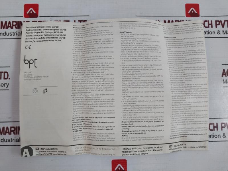 Bpt Va/08 Control Unit And Video Entry Panel Power Supply 230Vac 50/60Hz 0.35A