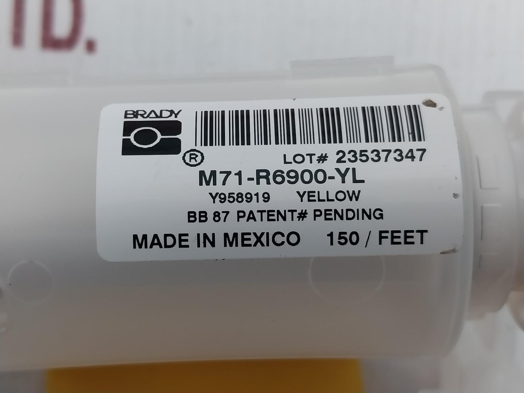 Brady M71-r6900-yl Yellow Thermal Transfer Printer Ribbon Cartridge
