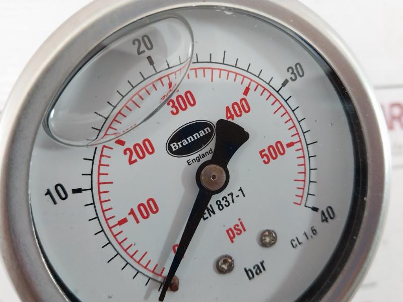 Brannan En 837-1 Pressure Gauge With Clamp 0 To 40 Bar 516050