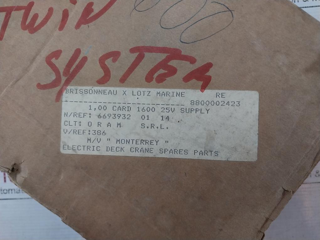 Brissonneau & Lotz Marine 6693932 Lifting Control Board 1600 25V Supply
