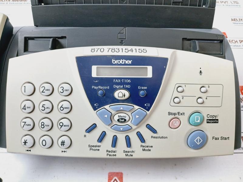 Brother Fax-t106 Thermal Transfer Fax Machine With Answering Machine 220-240V~