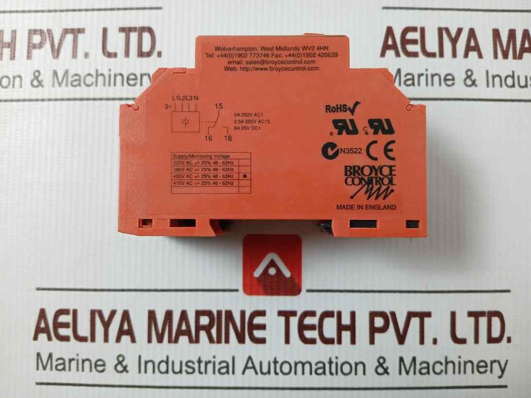 Broyce Control M3Prt Phase Sequence Failure Relay 8A 250V Ac1 300-500V Ac