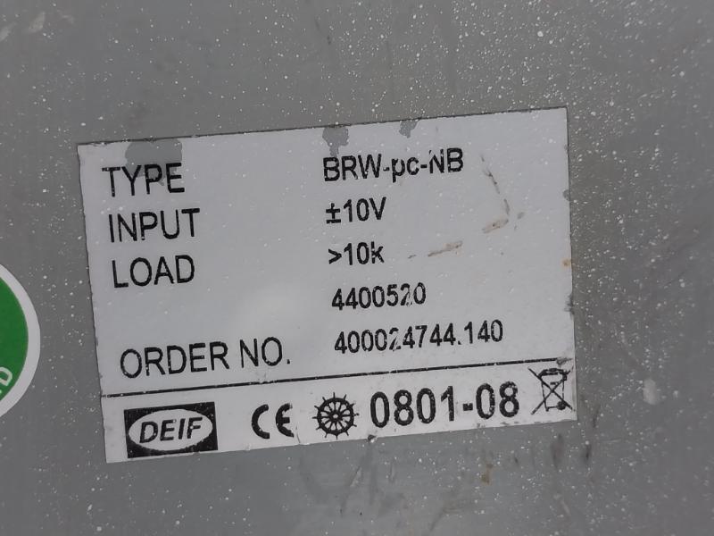 Brw-pc-nb Deif Main Engine Rpm Indicator Input ±10V