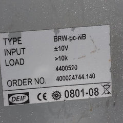 Brw-pc-nb Deif Main Engine Rpm Indicator Input ±10V