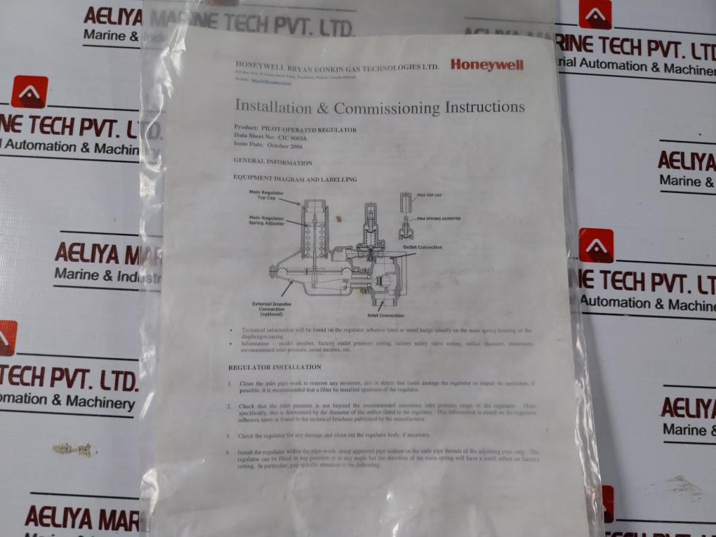 Bryan Donkin 273Pl-309Lp4 Constant Loaded Pilot-operated Gas Pressure Regulator