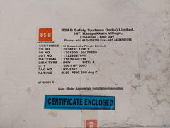 Bs & B Drv 4" Forward Acting Rupture Disk 6.00 Psi 280°c 316.ni.al.316