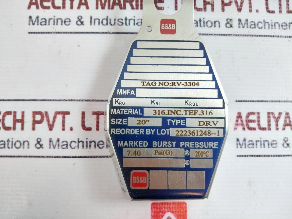 BS & B DRV 20" Rupture Disk 7.40 PSI(G) @ 200°C