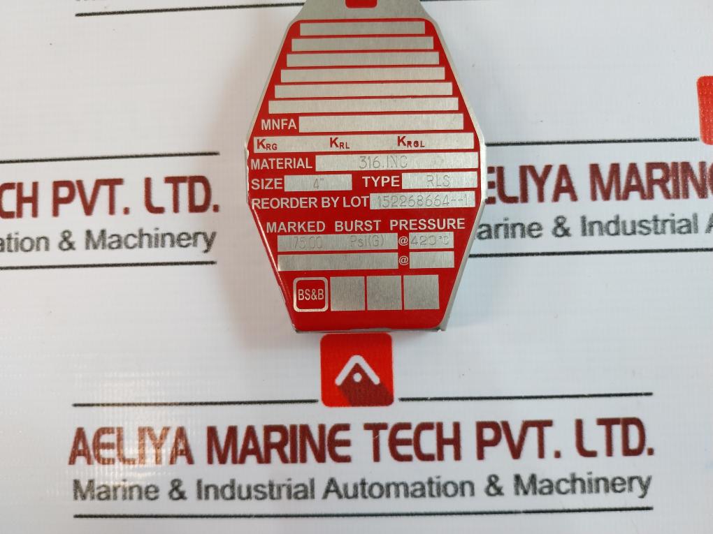 BS&B RLS Reverse Buckling Rupture Disk Size 4 Vacuum Resistant