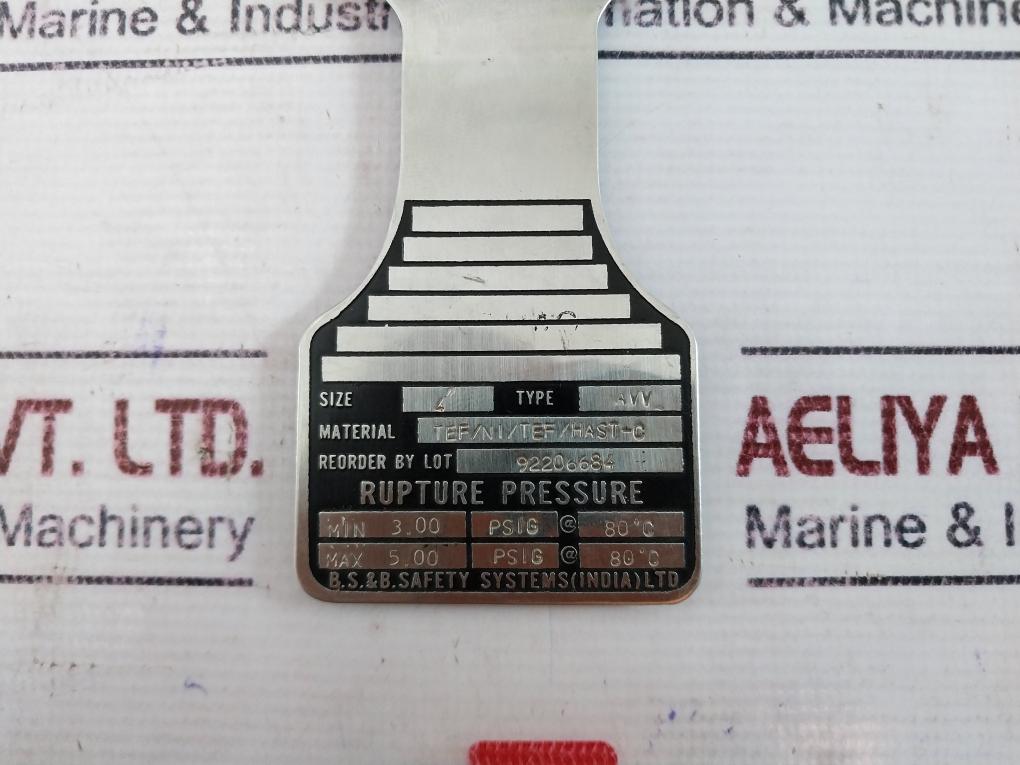 BS&B AVV 4" Rupture Disk TEF/NI/TEF/HAST-C