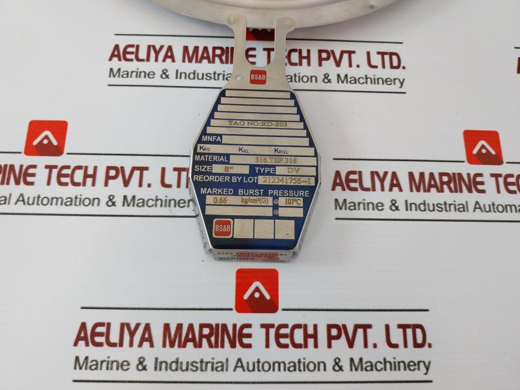 Bs&b Dv Rupture Disk Size 8 Inches Material 316 Stainless Steel