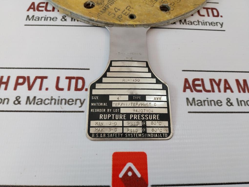 Bs&b Safety Systems Avv Rupture Disk Size 4 Inches