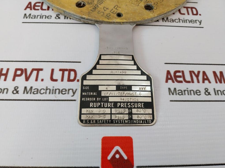Bs&b Safety Systems Avv Rupture Disk Size 4 Inches