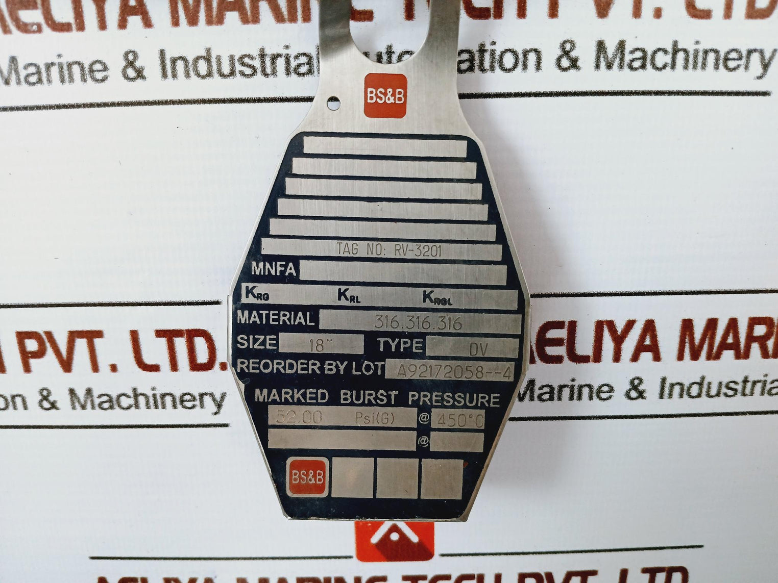 BS&B Safety Systems DV Composite Foward Acting Rupture Disc 18”