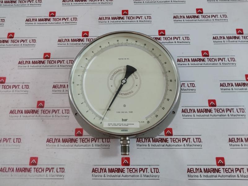Budenberg 316 S.S. Tube Standard Test Pressure Gauge 0-25 Bar