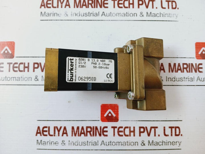 Burkert 0281 B 13,0 Nbr Ms 2/2-way Solenoid Valve 2-16Bar 230V 50-60Hz 8W