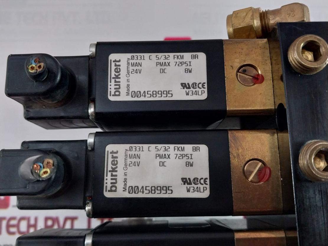 Burkert 0331 C 5/32 Fkm Br Solenoid Valve Assembly W34Lp 72Psi 24Vdc 8W