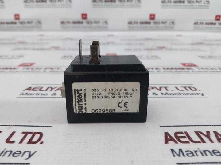 Burkert 062958b Coil For Solenoid Valve 0281 B 13,0 Nbr Ms 220-230v 50-60hz 8w