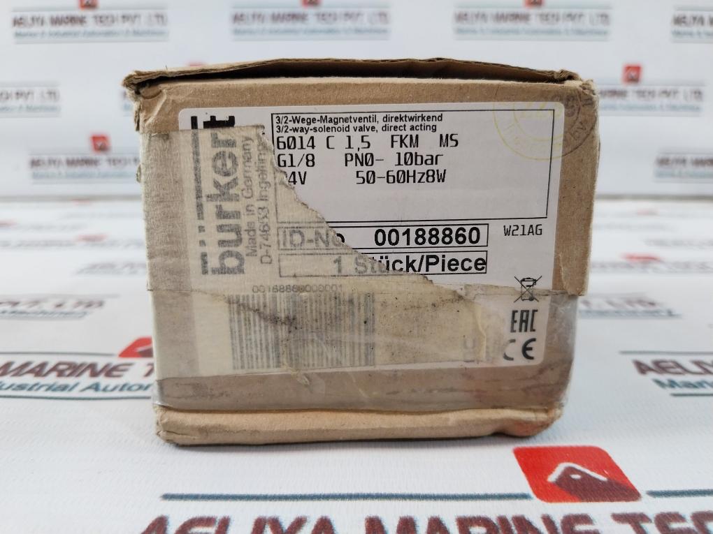 Burkert 6014 C 1,5 Fkm Ms Plunger Valve 3/2-way Direct-acting