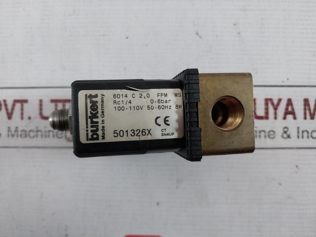 Burkert 6014 C 2,0 Fpm Ms Solenoid Valve 100-110V 50-60Hz 8W Rc1/4 0-6Bar