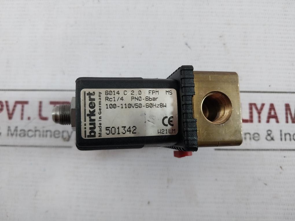 Burkert 6014 C 2,0 Fpm Ms Solenoid Valve Rc1/4 Pn0-6Bar 100-110V 50-60Hz 8W