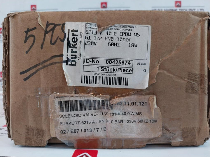 Burkert 6213 A 40.0 Epdm Ms 2/2-way Solenoid Valve G1 1/2 Pn0-10Bar 230V 60Hz