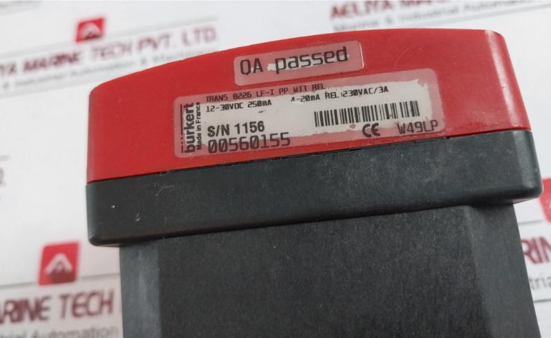 Burkert 8226 Inductive Conductivity Transmitter With Display 12-30Vdc 250Ma