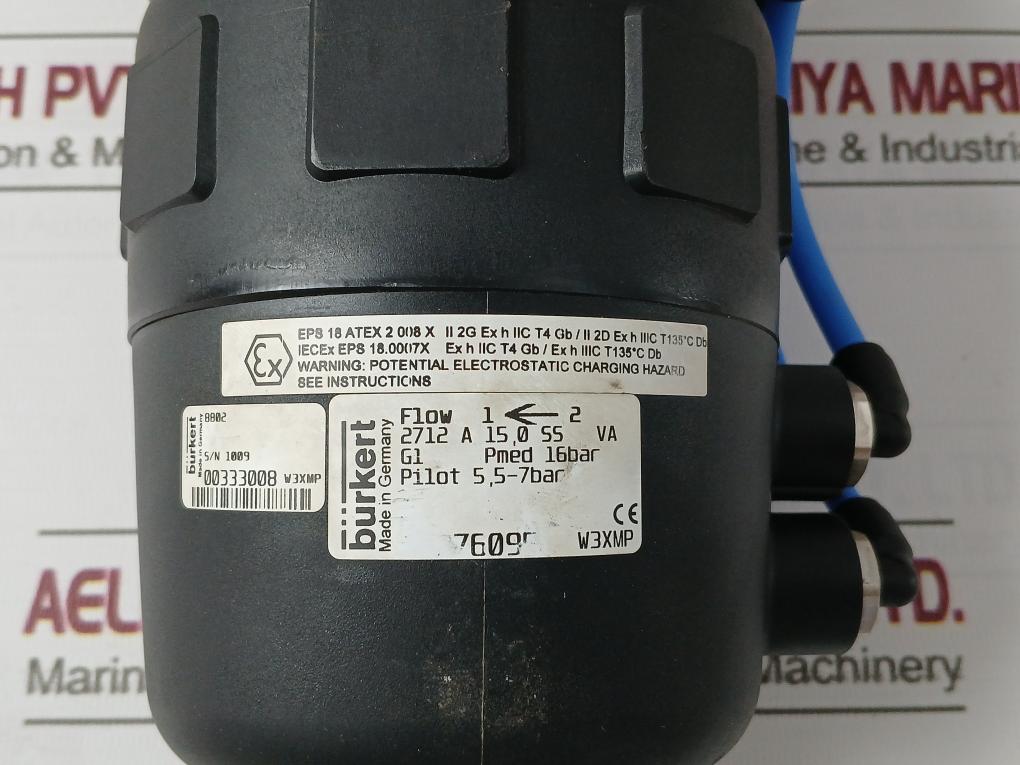 Burkert 8802 Continuous Control Valve System Rev. 2 24V 7Bar 2712 A 15.0 Ss Va