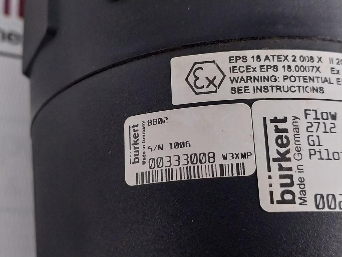 Burkert 8802 Continuous Control Valve With 8692-e1-..-l Pu02 Positioner 5.5-7Bar