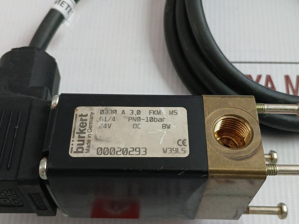 Burkert Pivoted Armature Solenoid Valve 0330 A 3,0 Fkm Ms 1.5 Meter