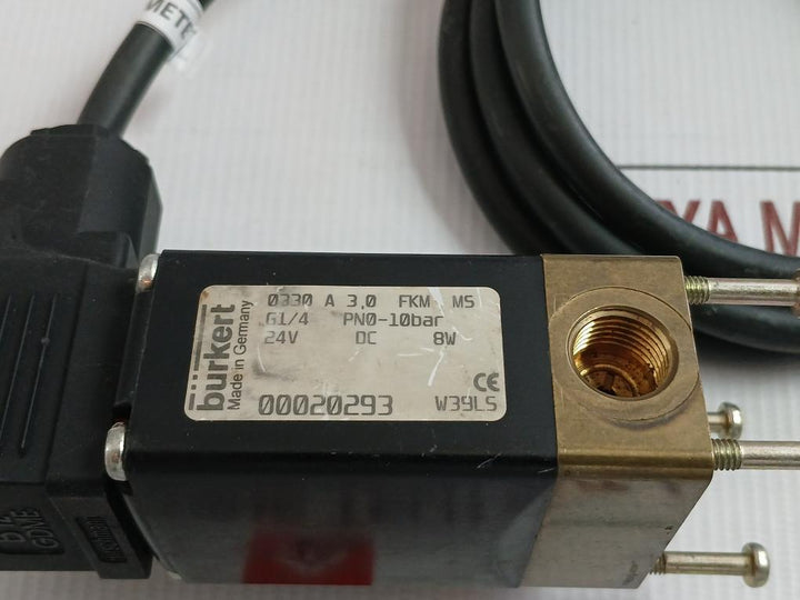 Burkert Pivoted Armature Solenoid Valve 0330 A 3,0 Fkm Ms 1.5 Meter