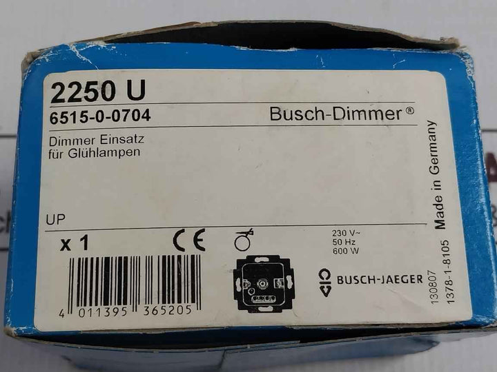 Busch-jaeger 2250 U Dimmer Insert For Incredible Bulbs 230 V 50 Hz 600W